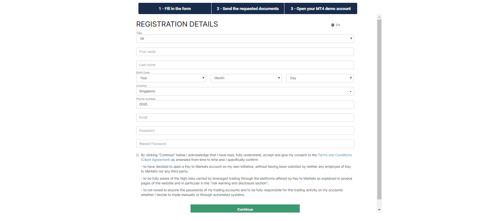 Key to Markets Review account opening info